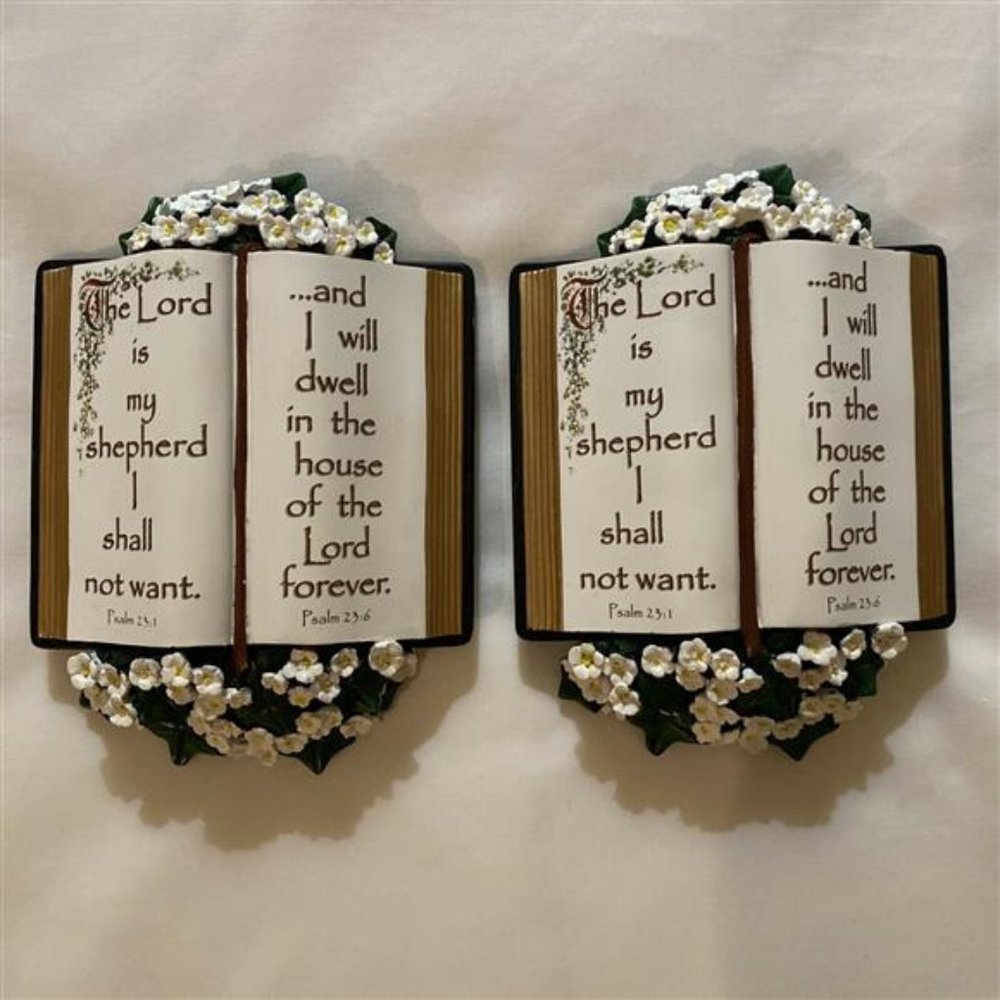 Set Of 2 Life Symbols 23Rd Psalms Design Hand Painted Wall Decor: The Lord Is My